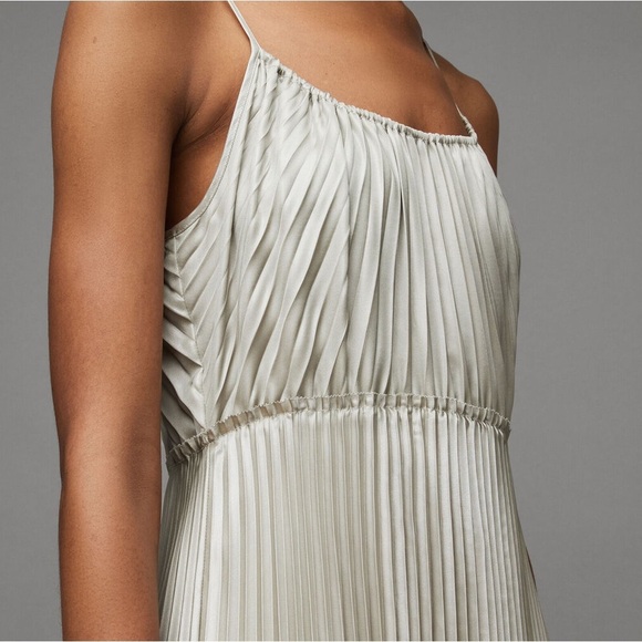 NWOT Allsaints Silvi Metalic Cream Champagne Plated Dress Size XS - Picture 4 of 17